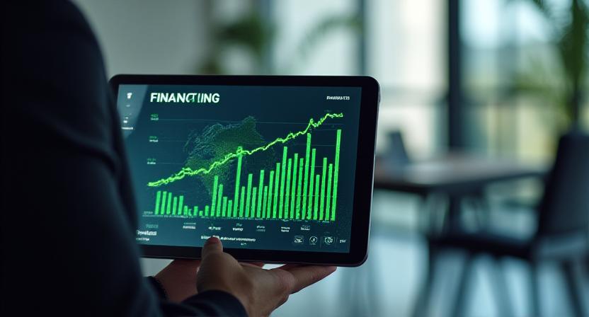 A clean, modern professional dashboard showing green energy market trends and global heatmaps